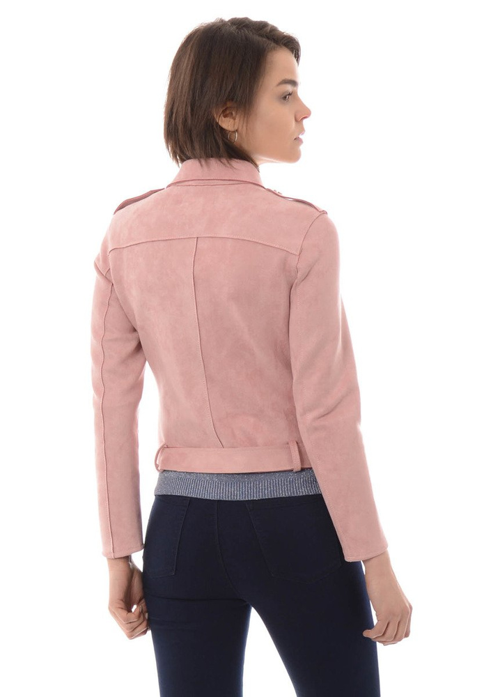 Ramoneska Różowa Kurtka z Zamszu