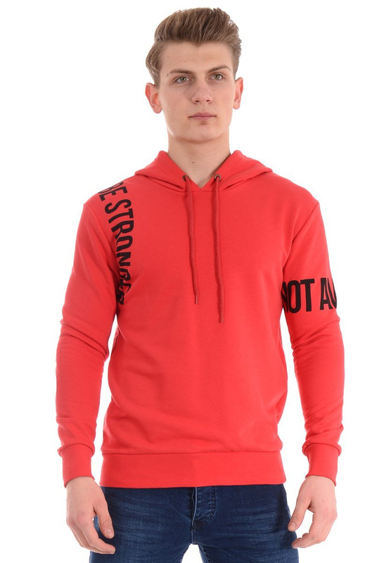 Męska Bluza Z Kapturem Czerwona