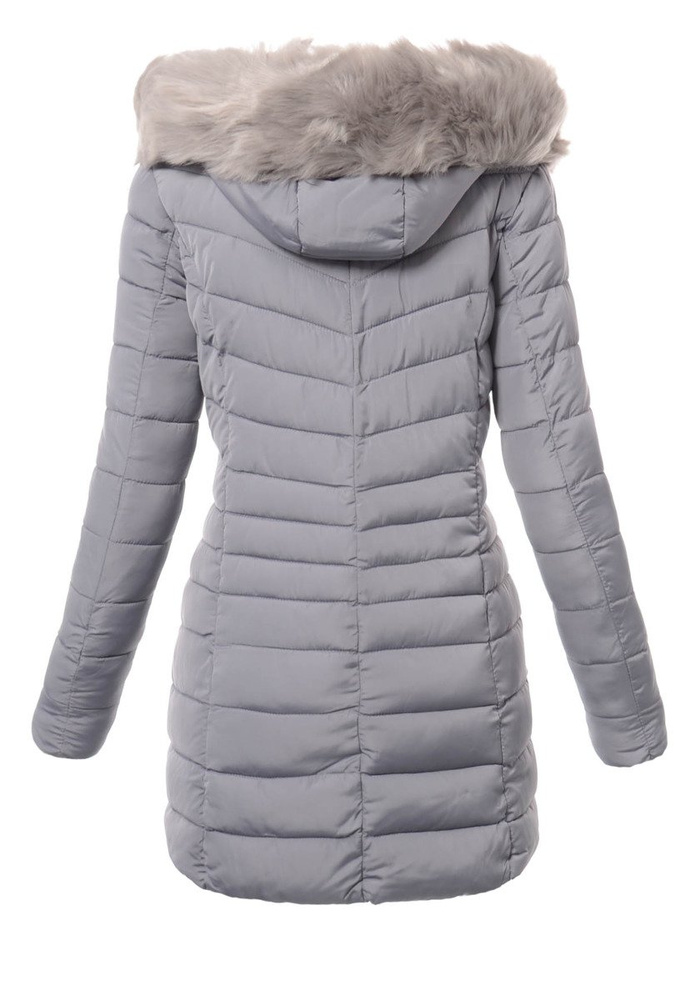 Damska Długa Zimowa Kurtka Ortalionowa Sylwia Szara
