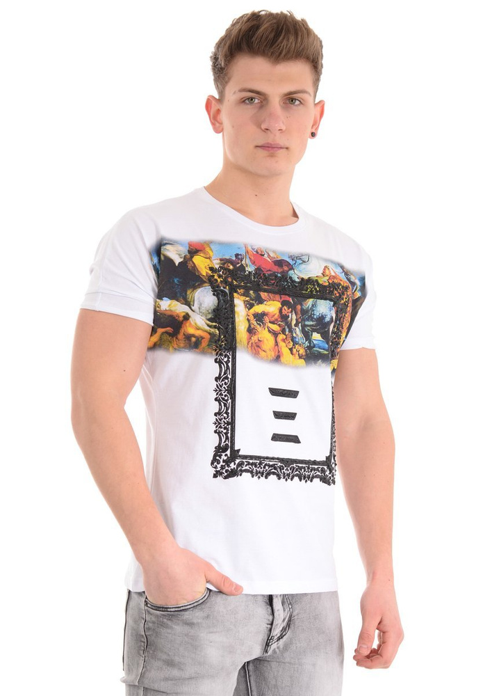 Męska Koszulka T-Shirt Nadruk Biała