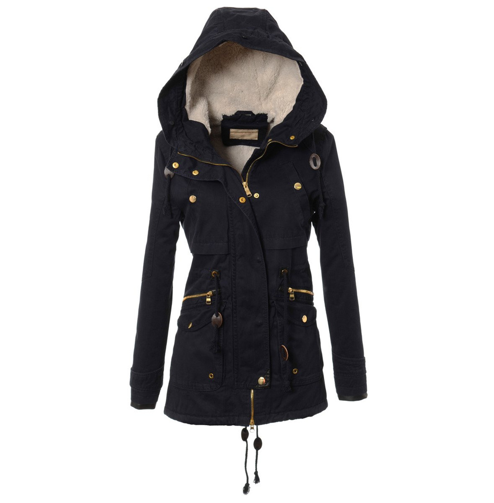 Damska Kurtka Parka Zimowa Futro Tina Granat