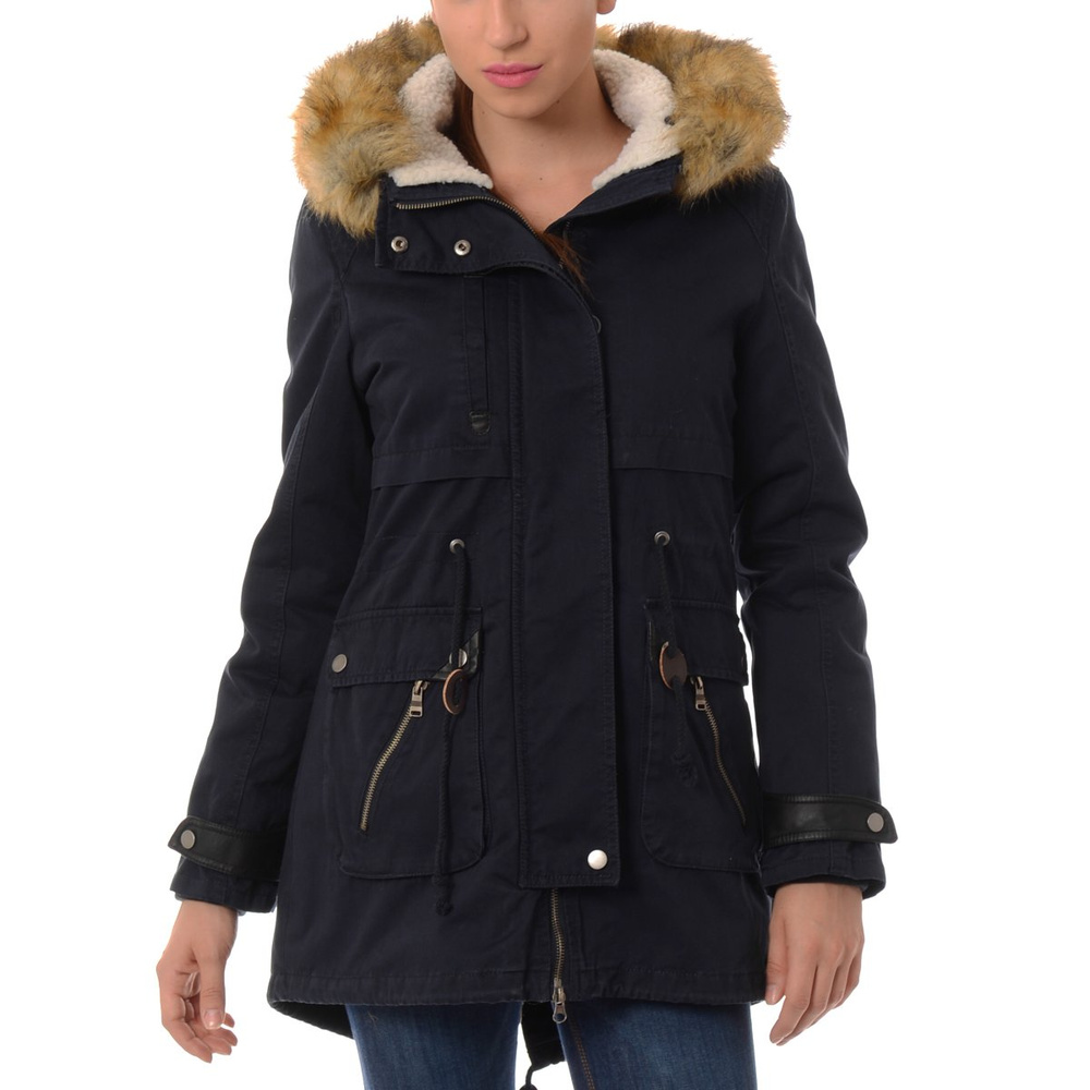 Damska Kurtka Parka Zimowa 2w1 Granatowa (489)