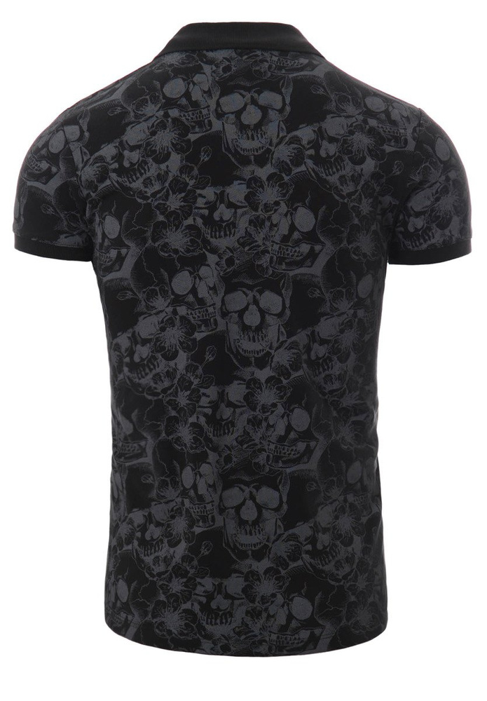 Męska Koszulka Polo Nadruk Czaszki Czarna