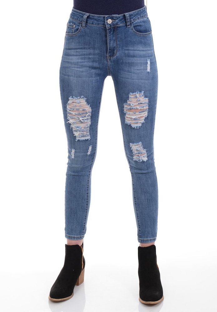 Damskie Spodnie Jeansowe Niebieskie