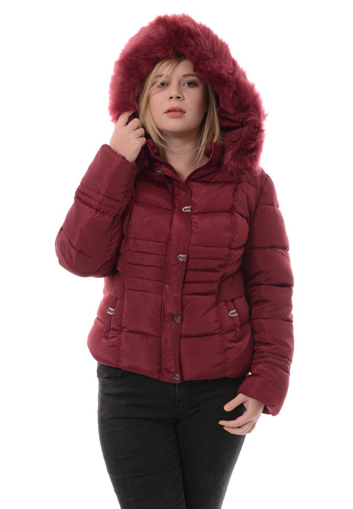 Damska Zimowa Ortalionowa Kurtka Bordowa