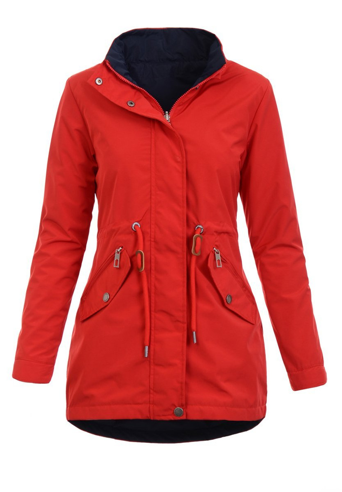 Parka Wiosenna Dwustronna Czerwono-Granatowa