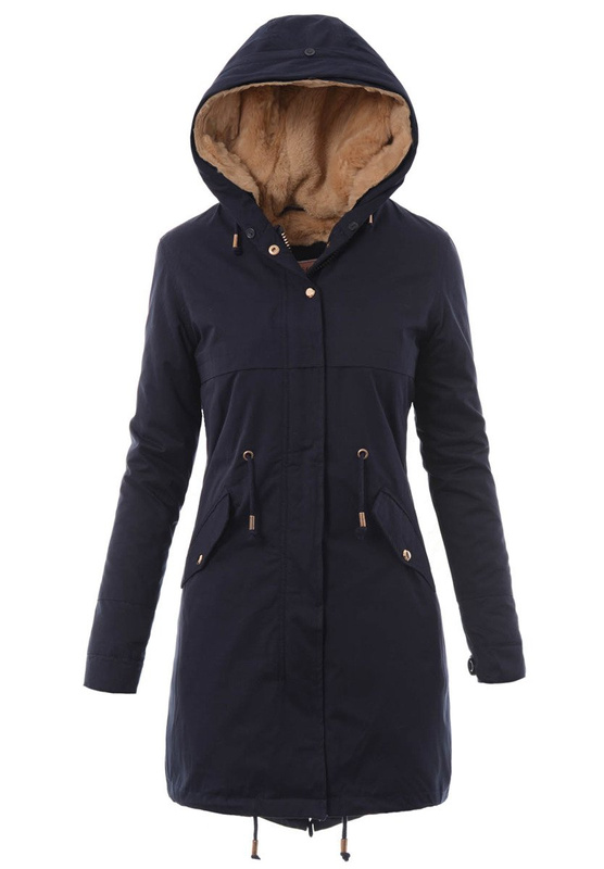 Damska Kurtka Parka Zimowa 2w1 Granat