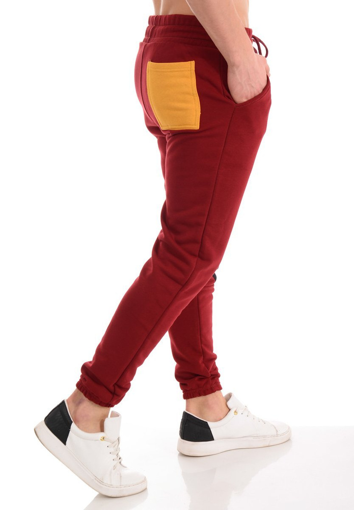 Męskie Spodnie Dresowe Bawełniane Bordowe