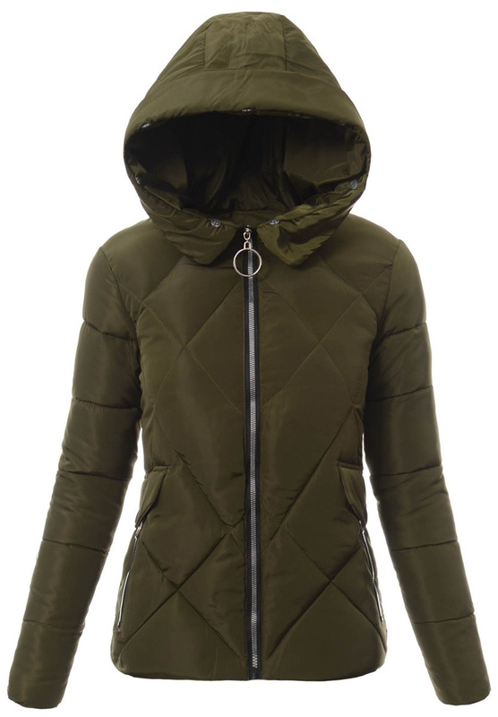  Damska Zimowa Kurtka Ortalionowa Zielona