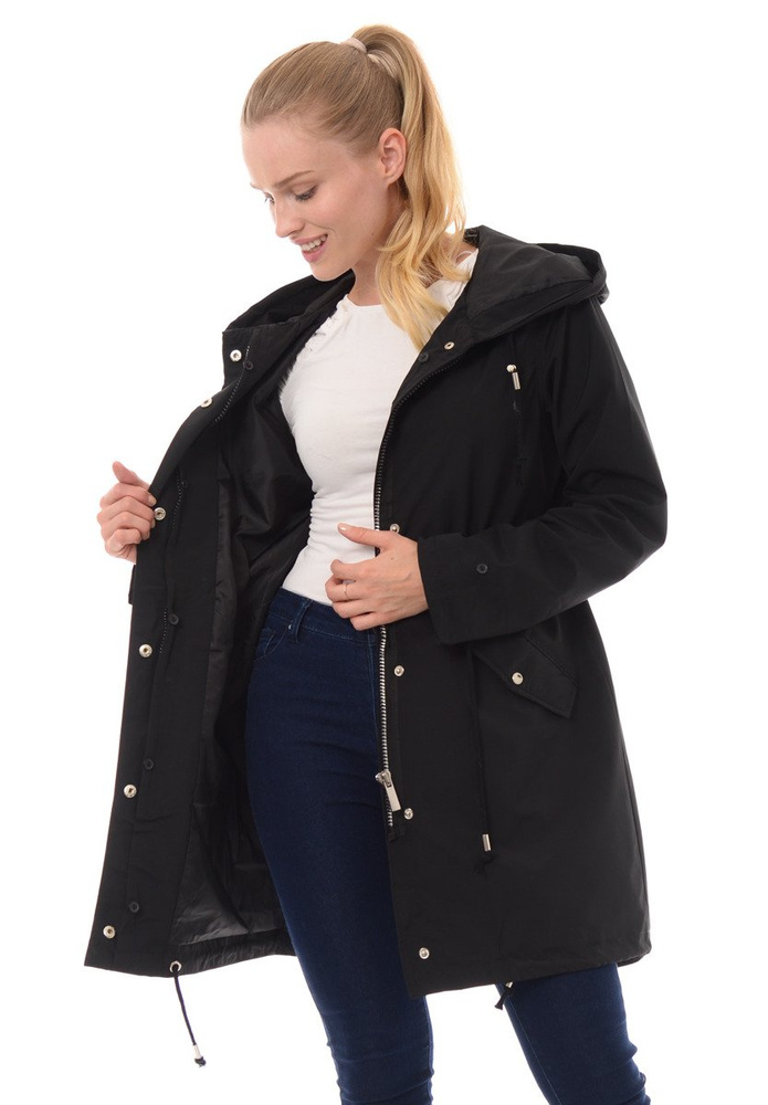 Kurtka Parka 2w1 Aida Czarna Z Białym Futerkiem