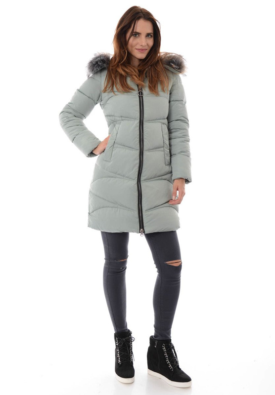 Damska Zimowa Kurtka Ortalionowa Klementyna Miętowa