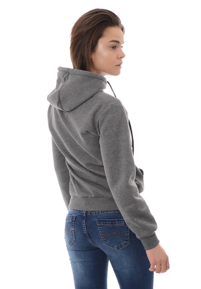 Damska Bluza Bawełniana Z Kapturem Ciemno Szara