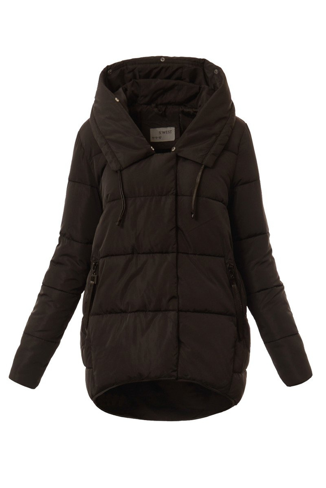 Damska Asymetryczna Kurtka Zimowa Czarna