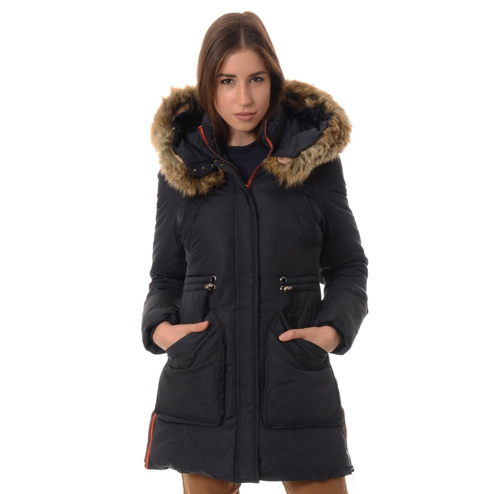 Damska Zimowa Kurtka Płaszczyk Granatowa