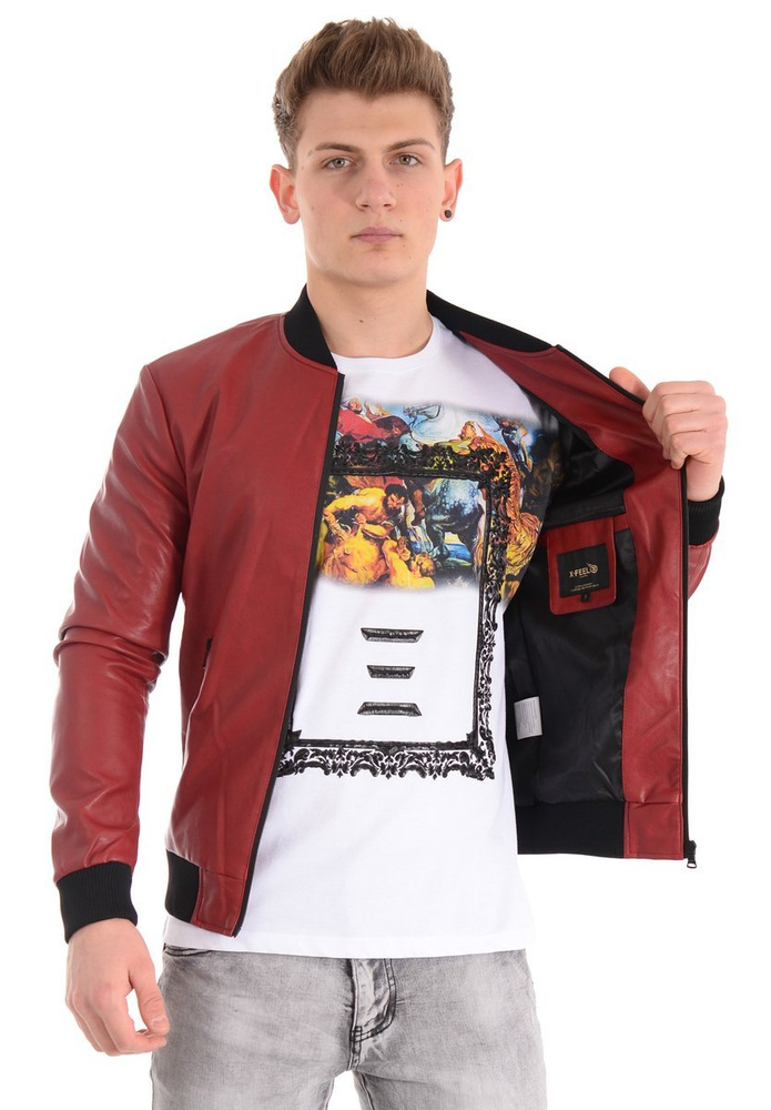 Kurtka Męska Skórzana Czerwona