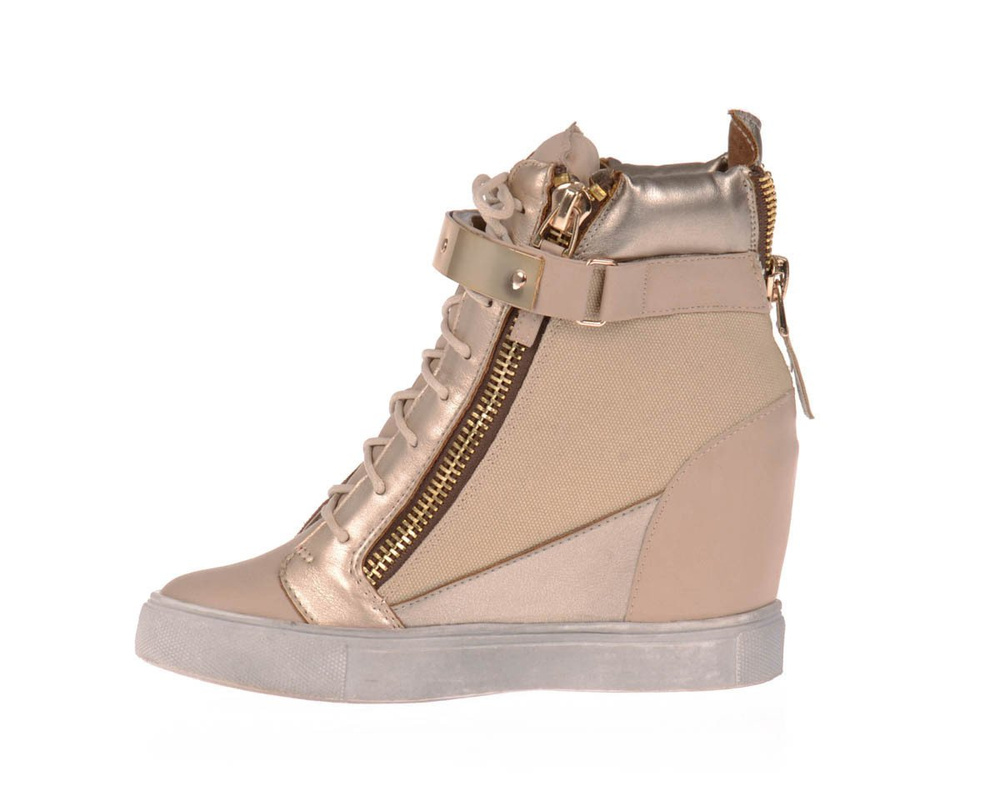 Damskie Botki Sneakersy Złote Ozdoby GOLD