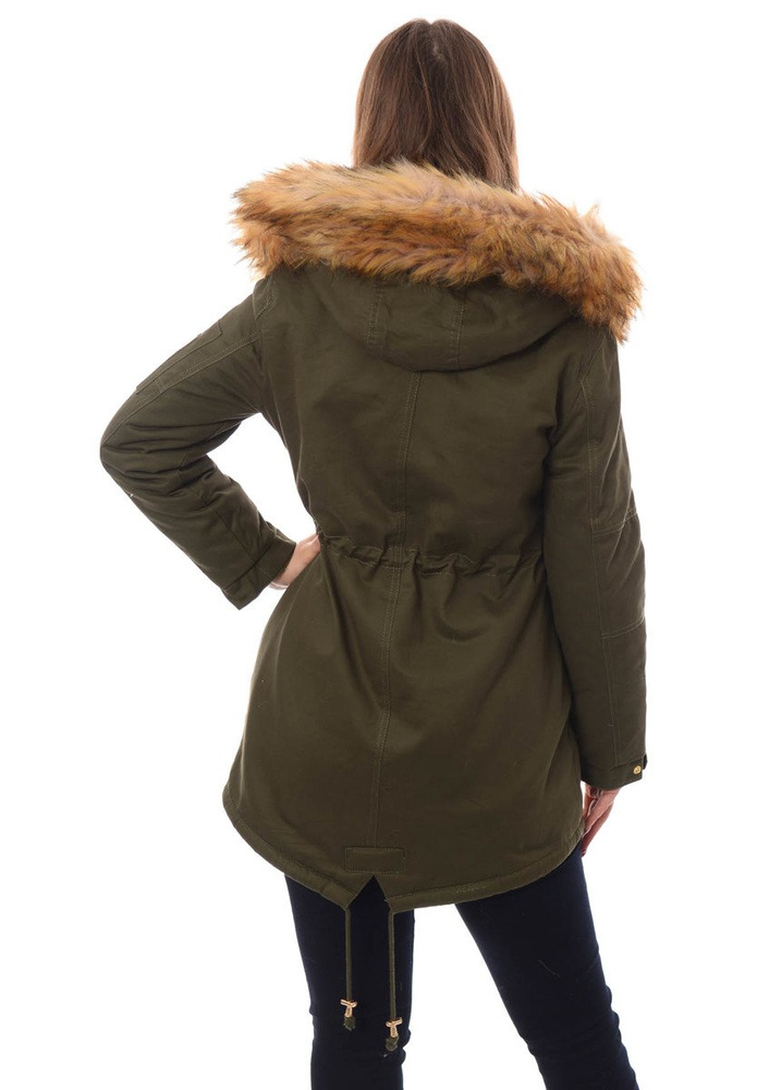 Damska Bawełniana Zimowa Kurtka Parka Zielona