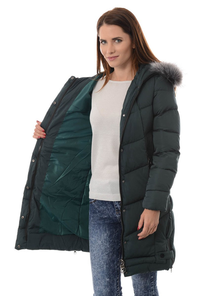 Damska Zimowa Kurtka Ortalionowa Miriam Zielona