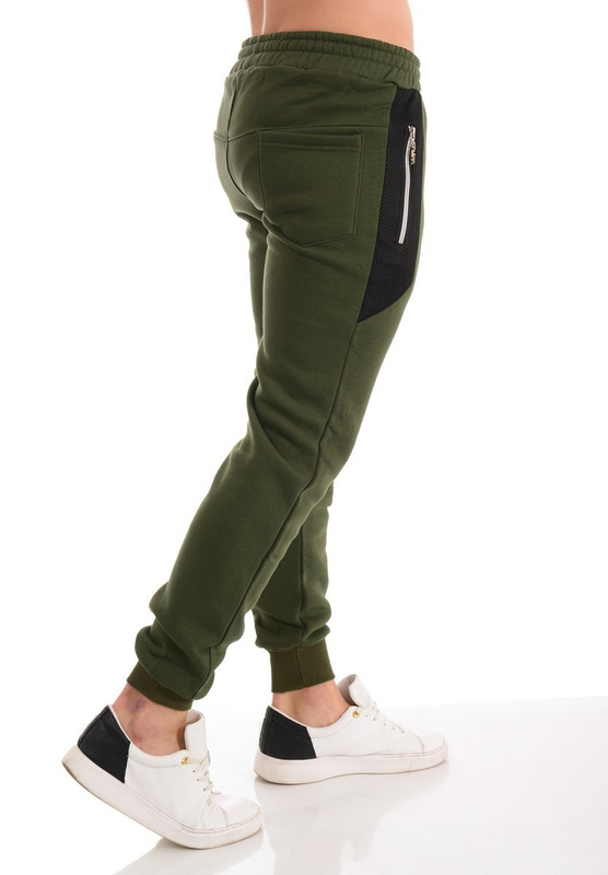 Męskie Spodnie Dresowe Bawełniane Khaki