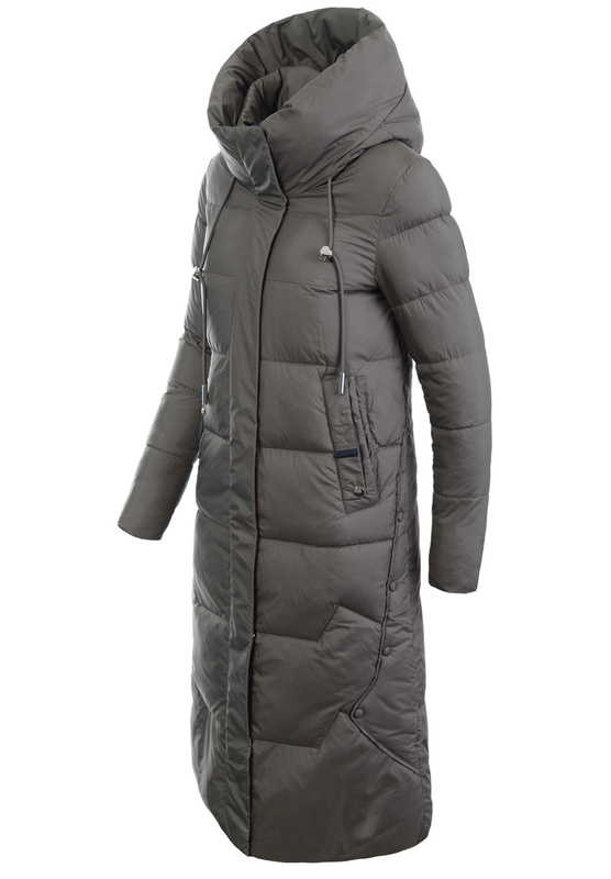 Kurtka Długa Damska Ortalionowa Luiza Brązowa