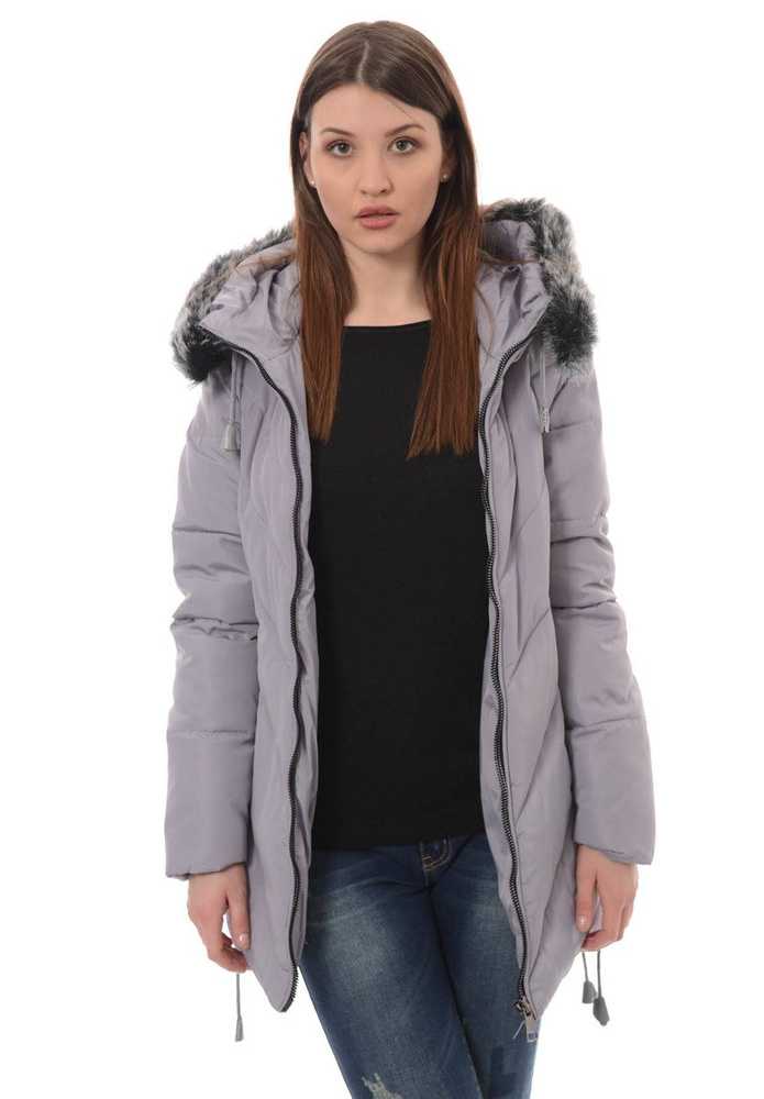 Damska Zimowa Kurtka Ortalionowa Lucyna Szara