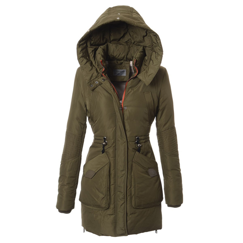 Damska Zimowa Kurtka Płaszczyk Zielona
