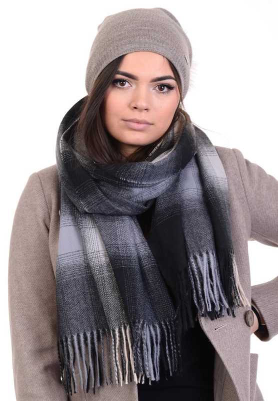 Szal Damski Czarno-Szary