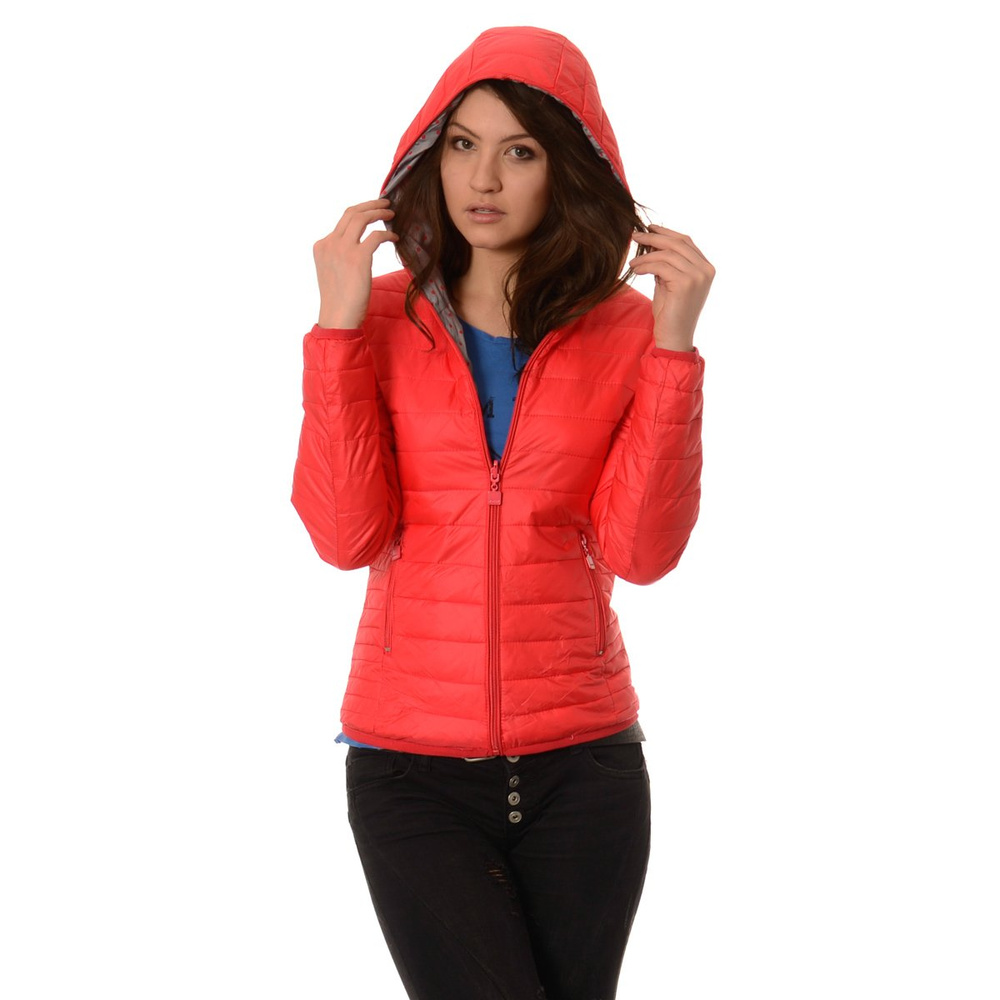 Damska Dwustronna Wiosenna - Jesienna Kurtka Ortalionowa Nadia Czerwono Szara