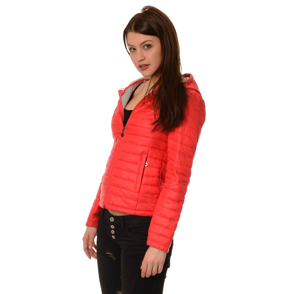 Damska Wiosenna - Jesienna Kurtka Ortalionowa Malinowa