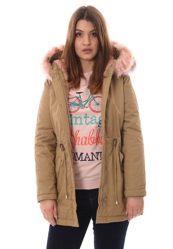 Damska Kurtka Parka Zimowa Kornela Beżowa