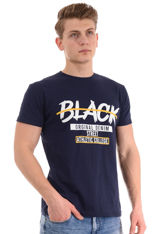 Męska Koszulka T-Shirt Nadruk Granatowa