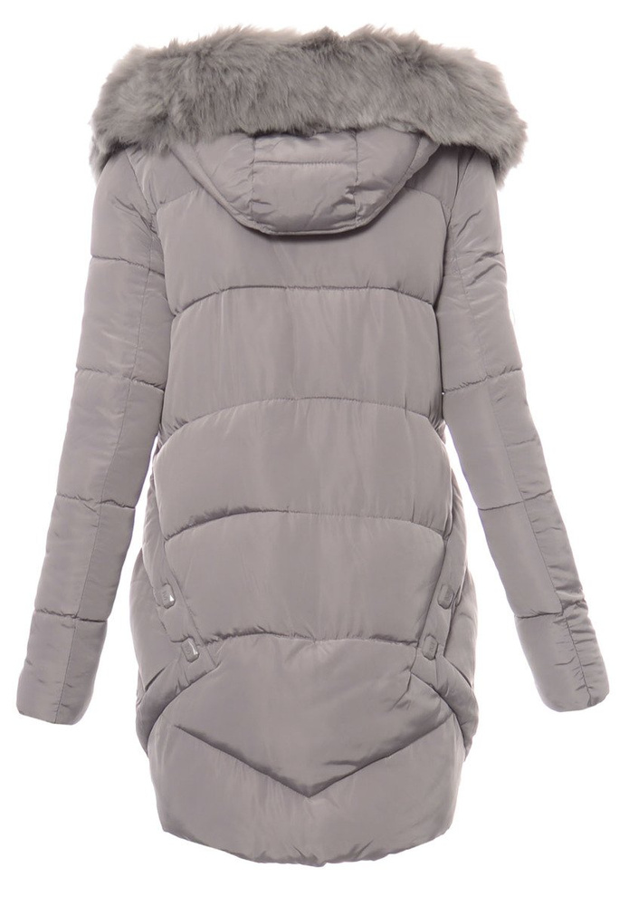 Damska Długa Zimowa Kurtka Ortalionowa Szara