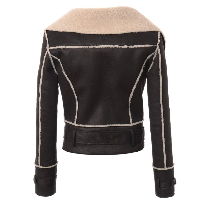 Damska Kurtka Ramoneska Kożuszek Zelia Brązowy