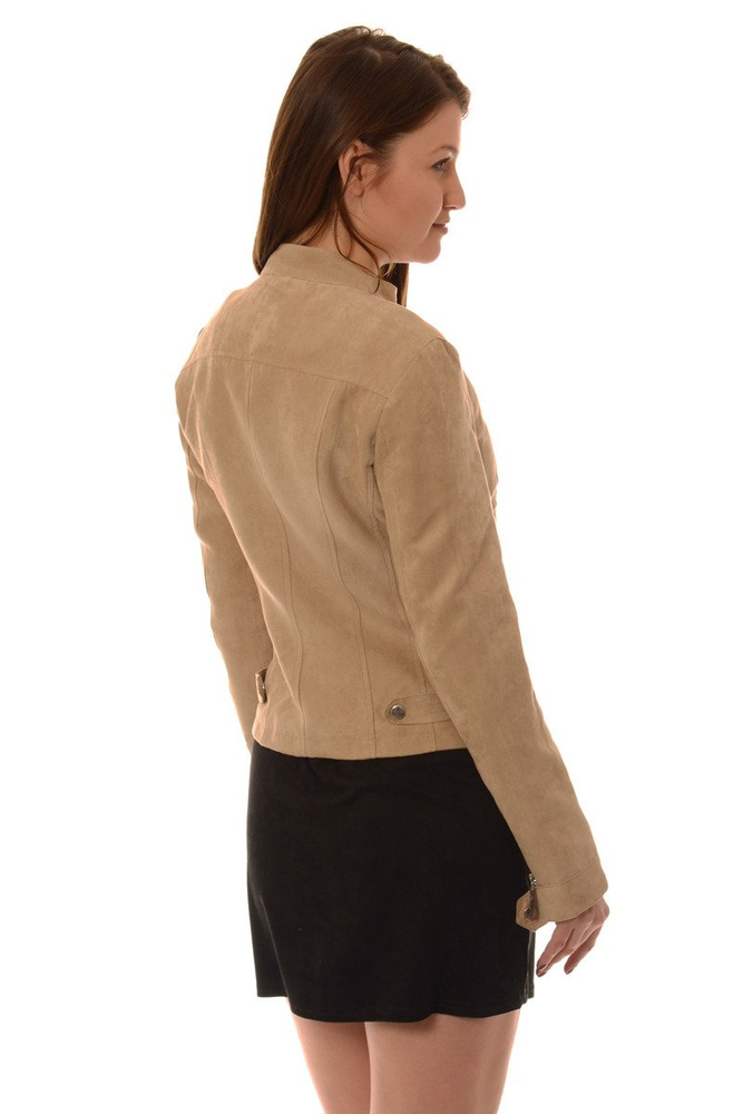 Ramoneska Beżowa z Zamszu