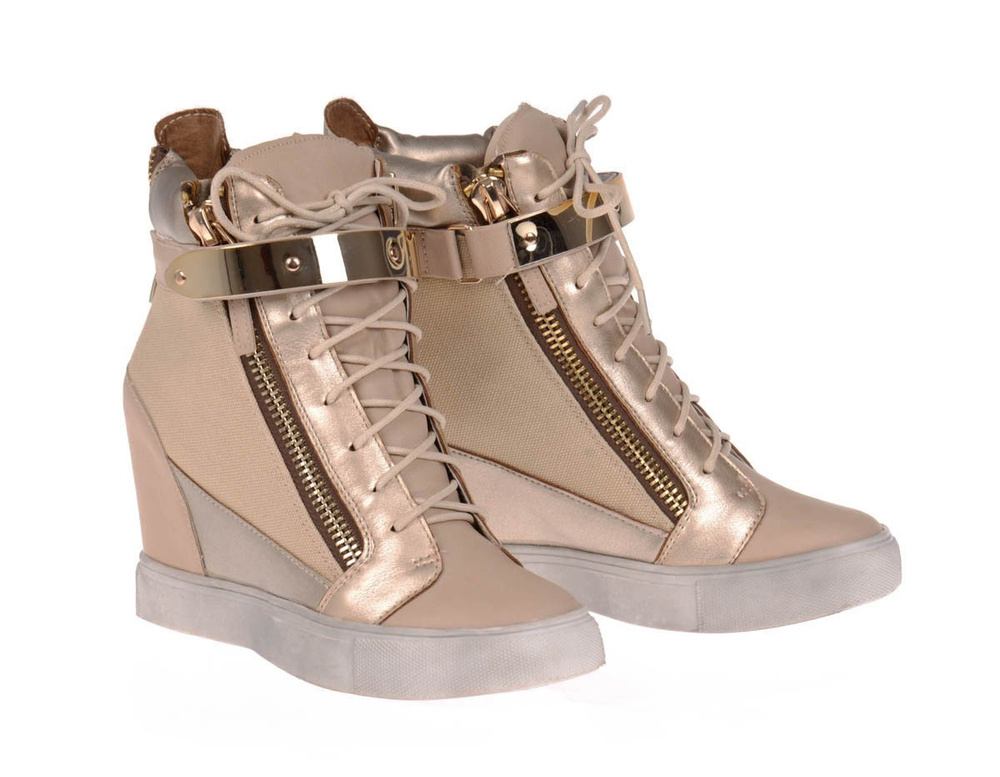 Damskie Botki Sneakersy Złote Ozdoby GOLD