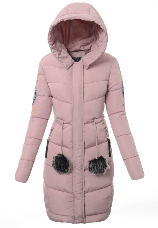 Damska Długa Zimowa Kurtka Ortalionowa Różowa