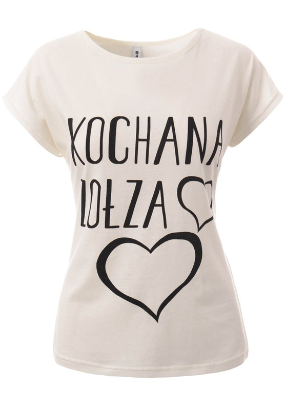 Damska Koszulka Krótki Rękaw T-Shirt Nadruk Kochana Zołza Ecru