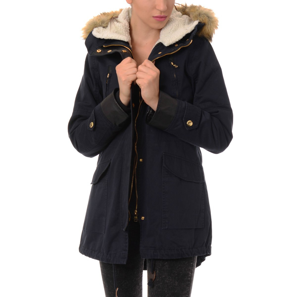 Damska Parka Kurtka Zimowa 2w1 Granat