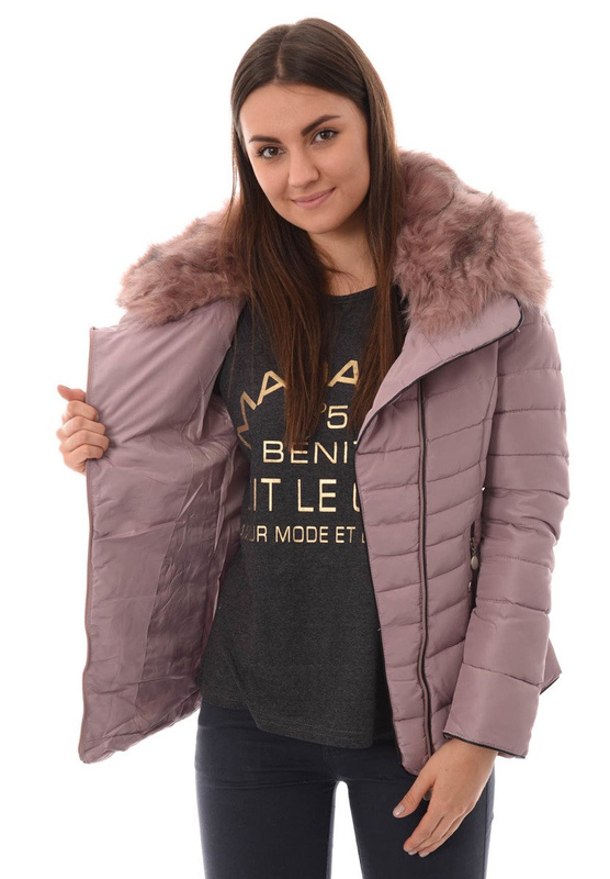 Damska Krótka Zimowa Kurtka Ortalionowa Różowa