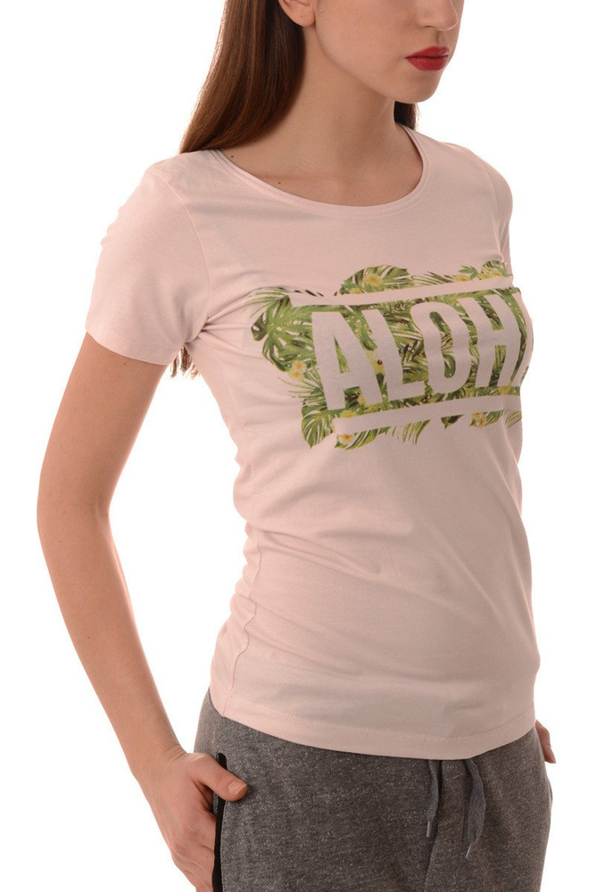 Koszulka Bluzka T-shirt Nadruk Blady Róż