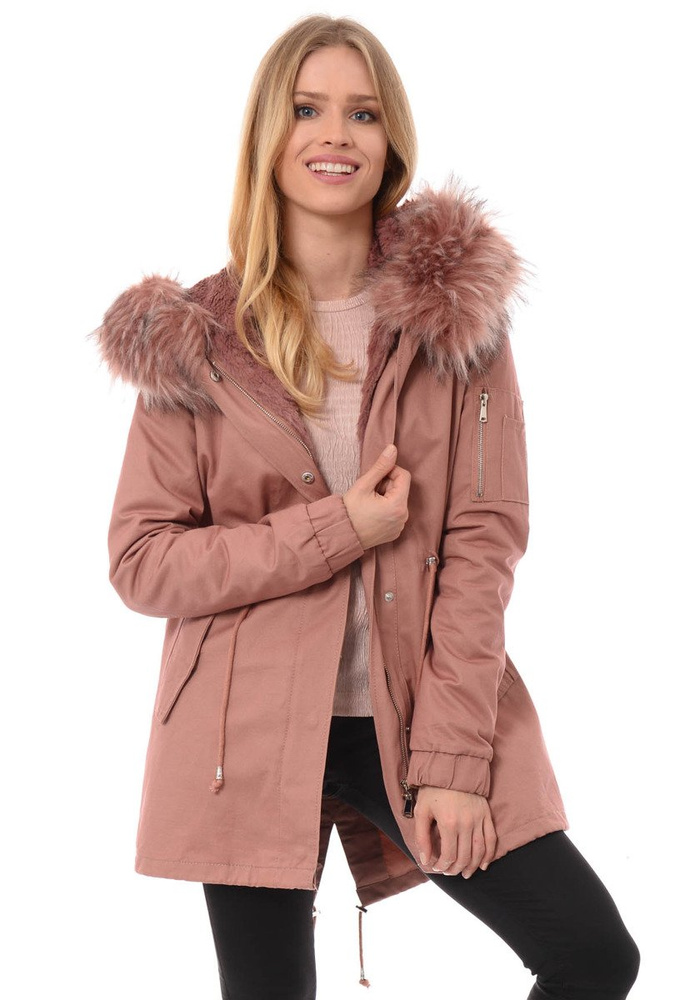 Piękna Damska Kurtka Parka 2w1 Emilia Różowa