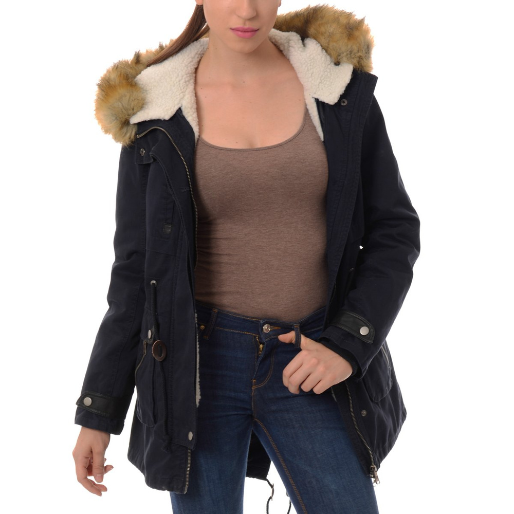 Damska Kurtka Parka Zimowa 2w1 Granatowa (489)