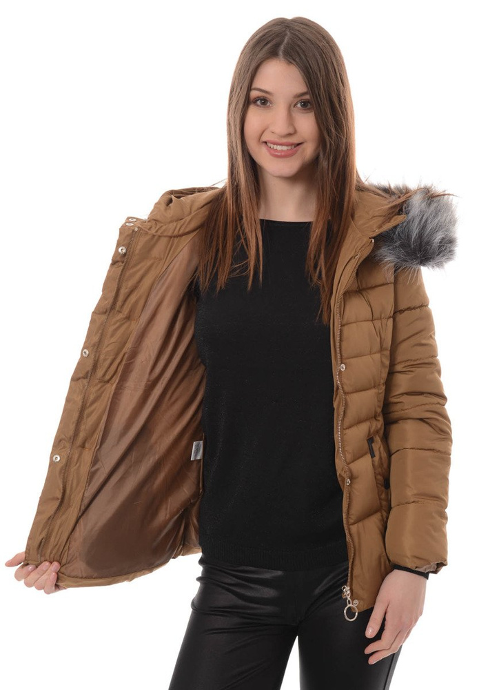 Damska Zimowa Kurtka Ortalionowa Brązowa