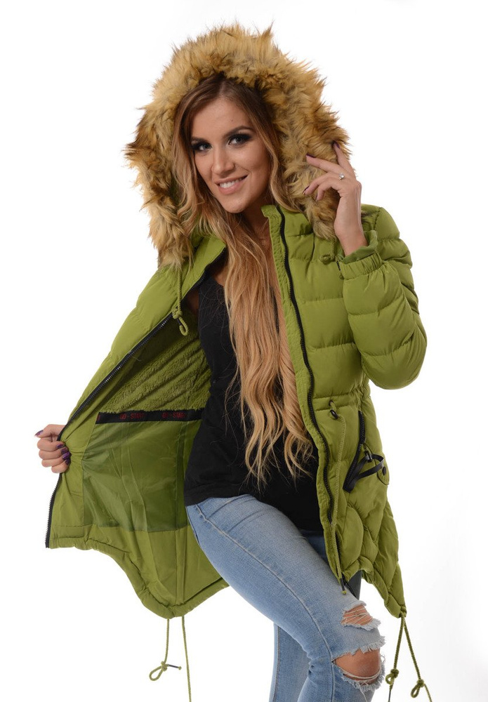 Damska Zimowa Kurtka Ortalionowa Jasno Zielona