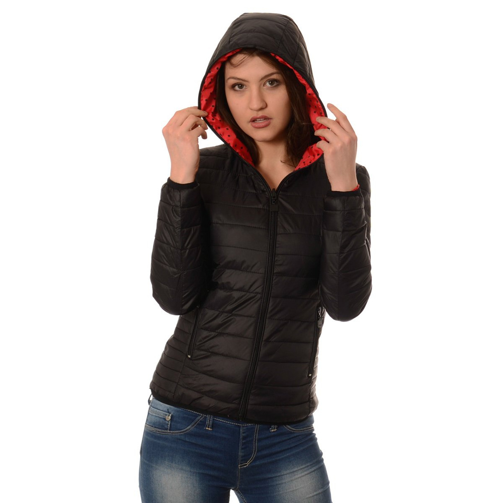 Damska Dwustronna Wiosenna Kurtka Ortalionowa Nadia Czarno Czerwona