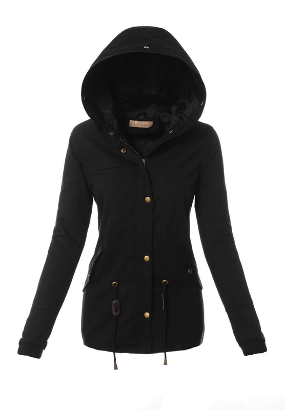 Damska Kurtka Parka Zimowa 3w1 Czarna z Różowym Futerkiem