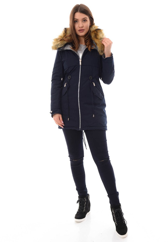 Damska Dwustronna Zimowa Kurtka Molly Granatowa