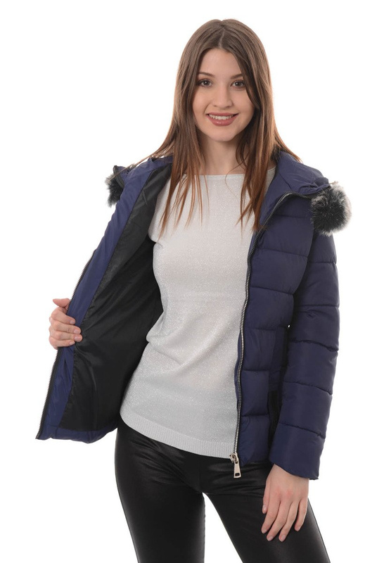 Damska Zimowa Kurtka Ortalionowa Granatowa