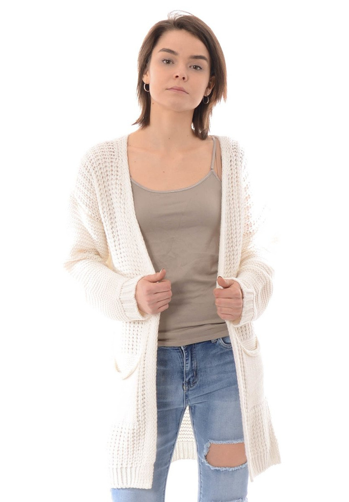 Damski Kardigan Sweterek Oversize Ecru