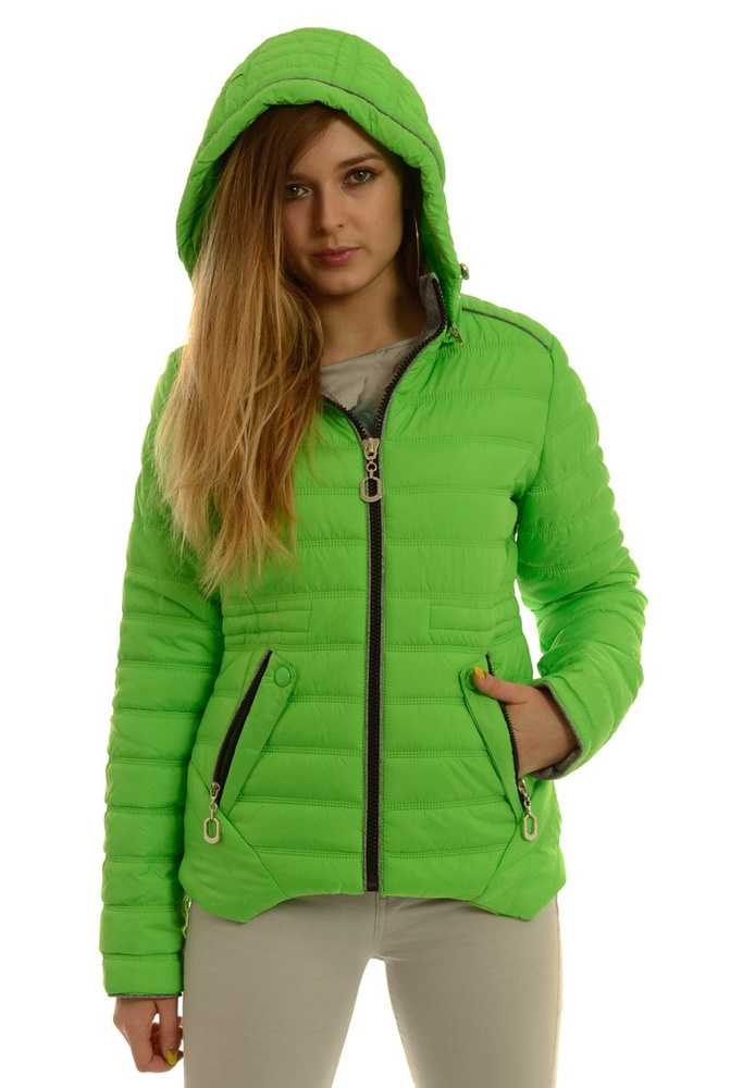 Damska Jesienna Wiosenna Kurtka Zielony Neon